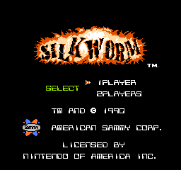 Silk Worm title screen for NES